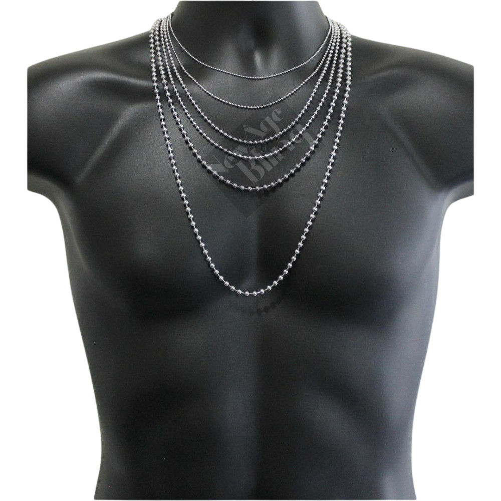 Stainless Steel Ball Chain 16″-40″ Dog Tag Bead Necklace Link 1.5/2/3/4.5mm
