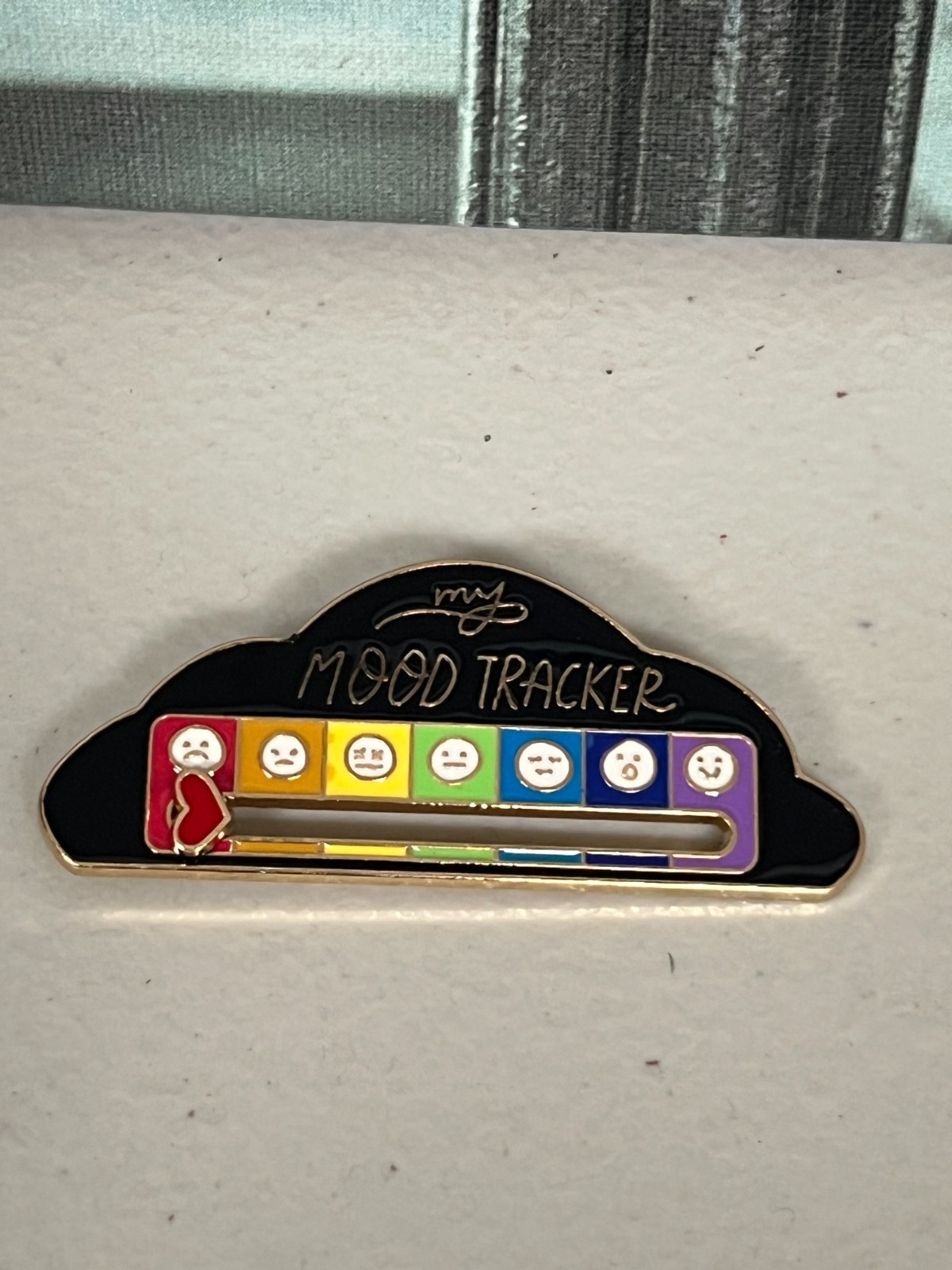 Sliding Social Battery Mood Tracker Enamel Pin Adjustable Energy Brooch 6 colors