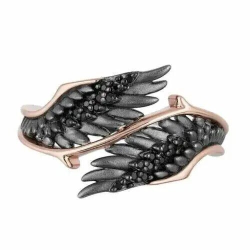 Maleficent Wings 1.99C Lab Created Black Diamond Ring 14K Two Tone Gold Finish