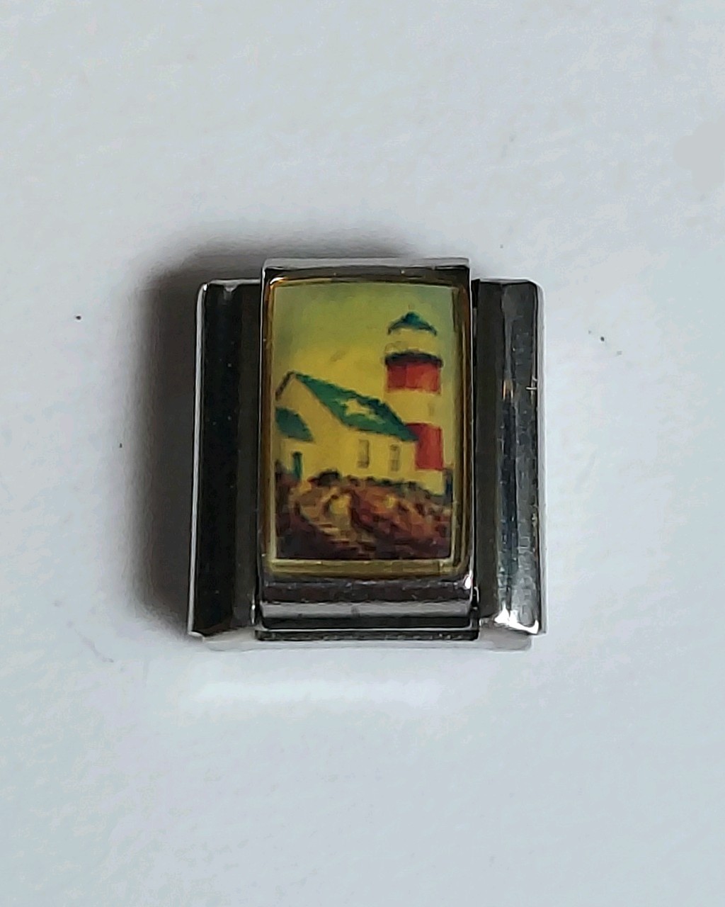 Red/White Lighthouse And White Cottage Italian Charm By Uberry New