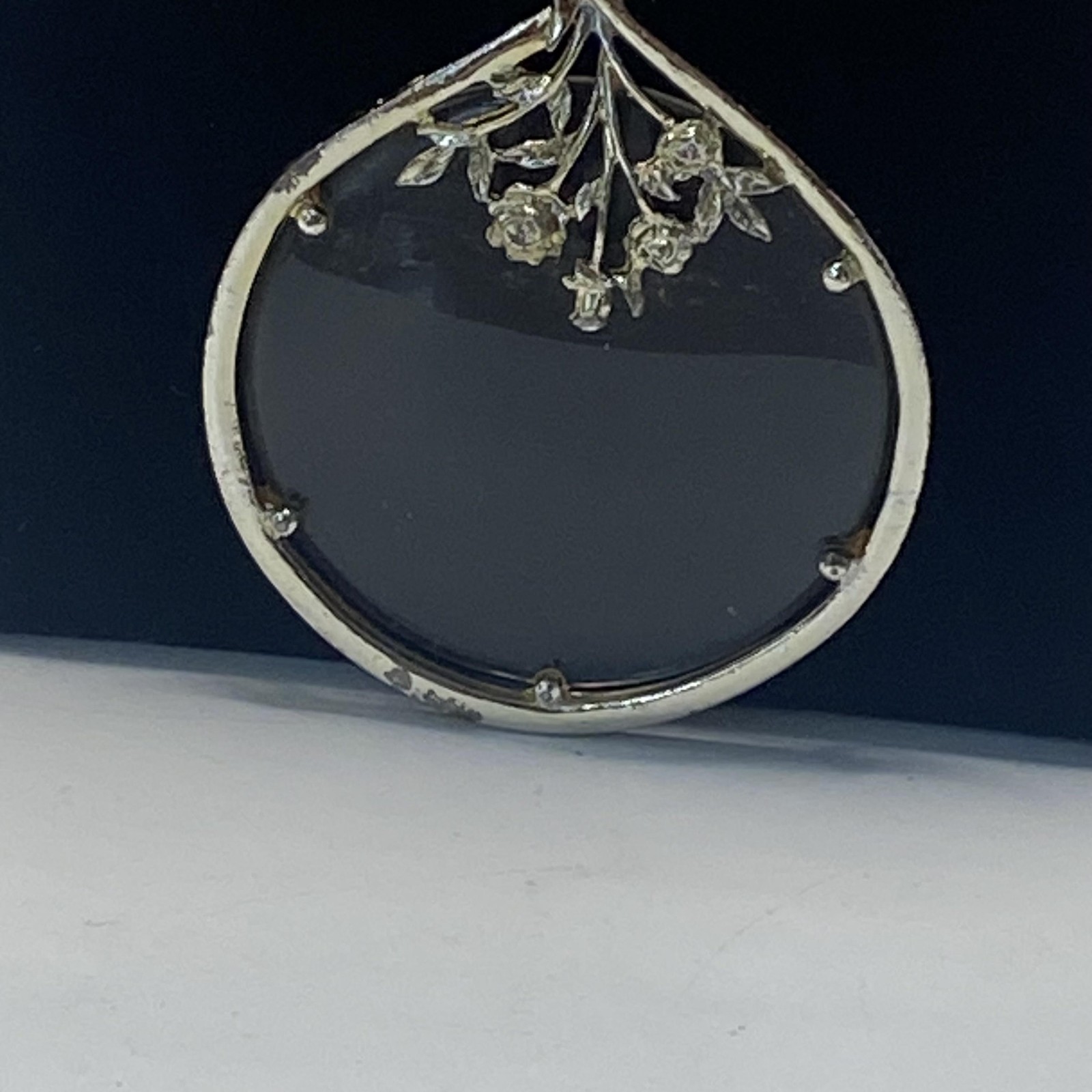 Gold Tone Chain Necklace Clear Glass Teardrop Flower Pendant 32 In Jewelry