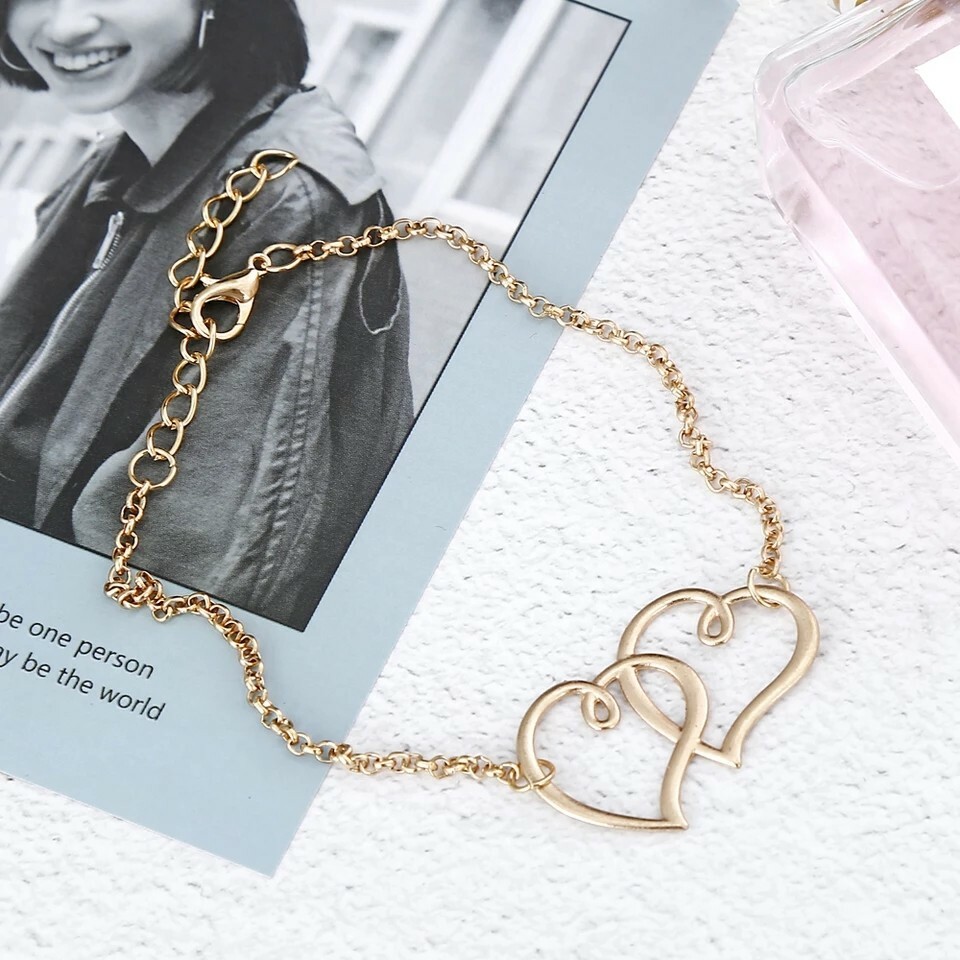 New Gold Silver Color Big Hollow Love Heart Adjustable Anklet Beach Leg Bracelet