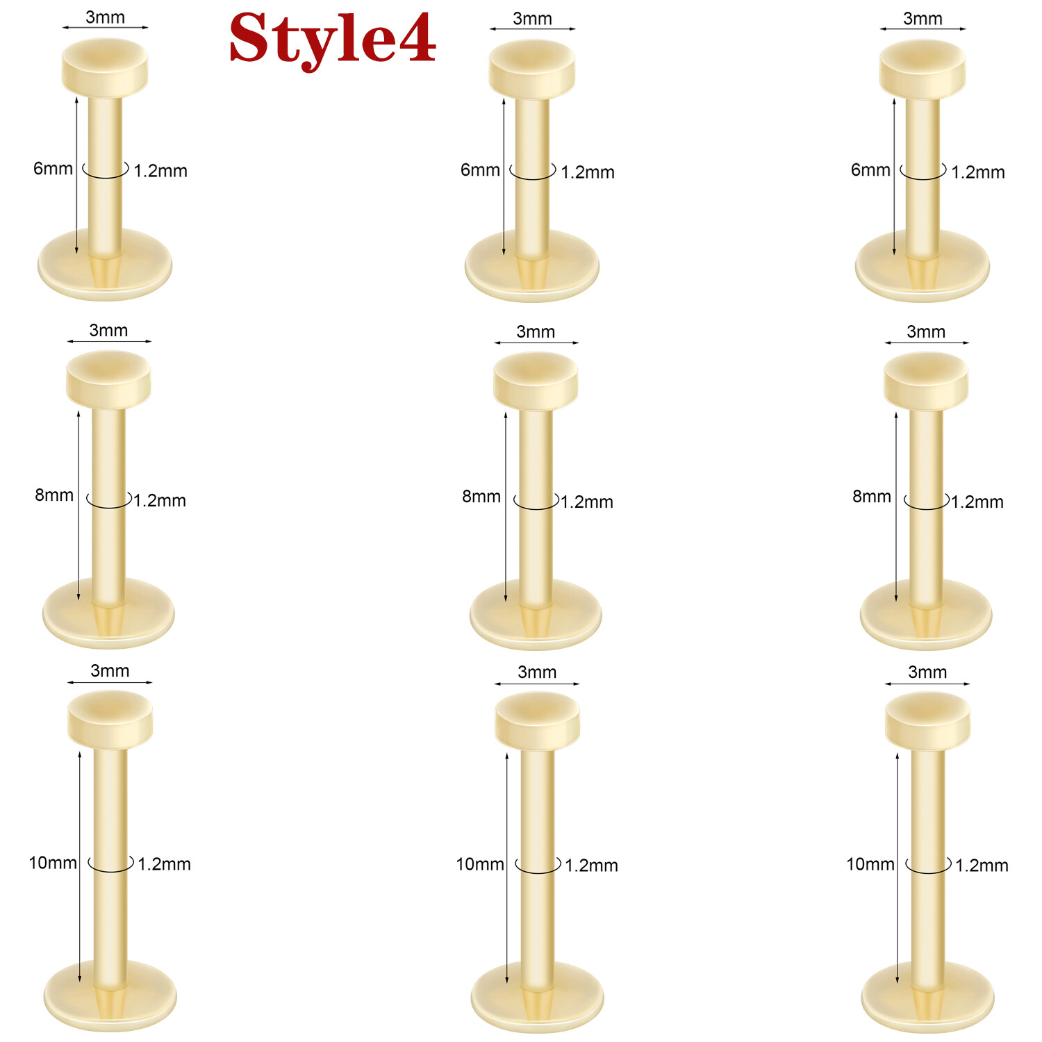9Pcs Clear Acrylic Retainer Lip Rings Nose Stud Ear Helix Tragus Labret Piercing
