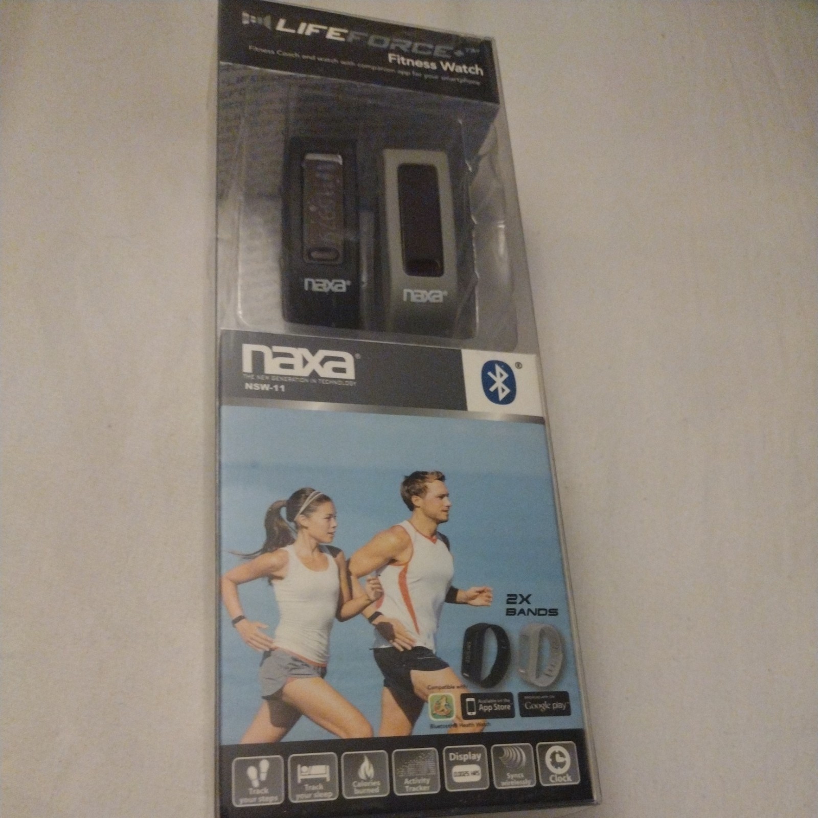 NAXA NSW-11 Lifeforce+ Fitness Watch, Black/Grey, OLED Screen with Time Display