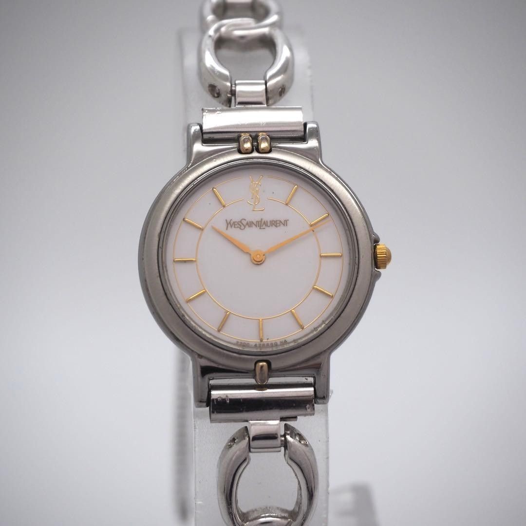 268 working Yves Saint Laurent watch white women’s round simple