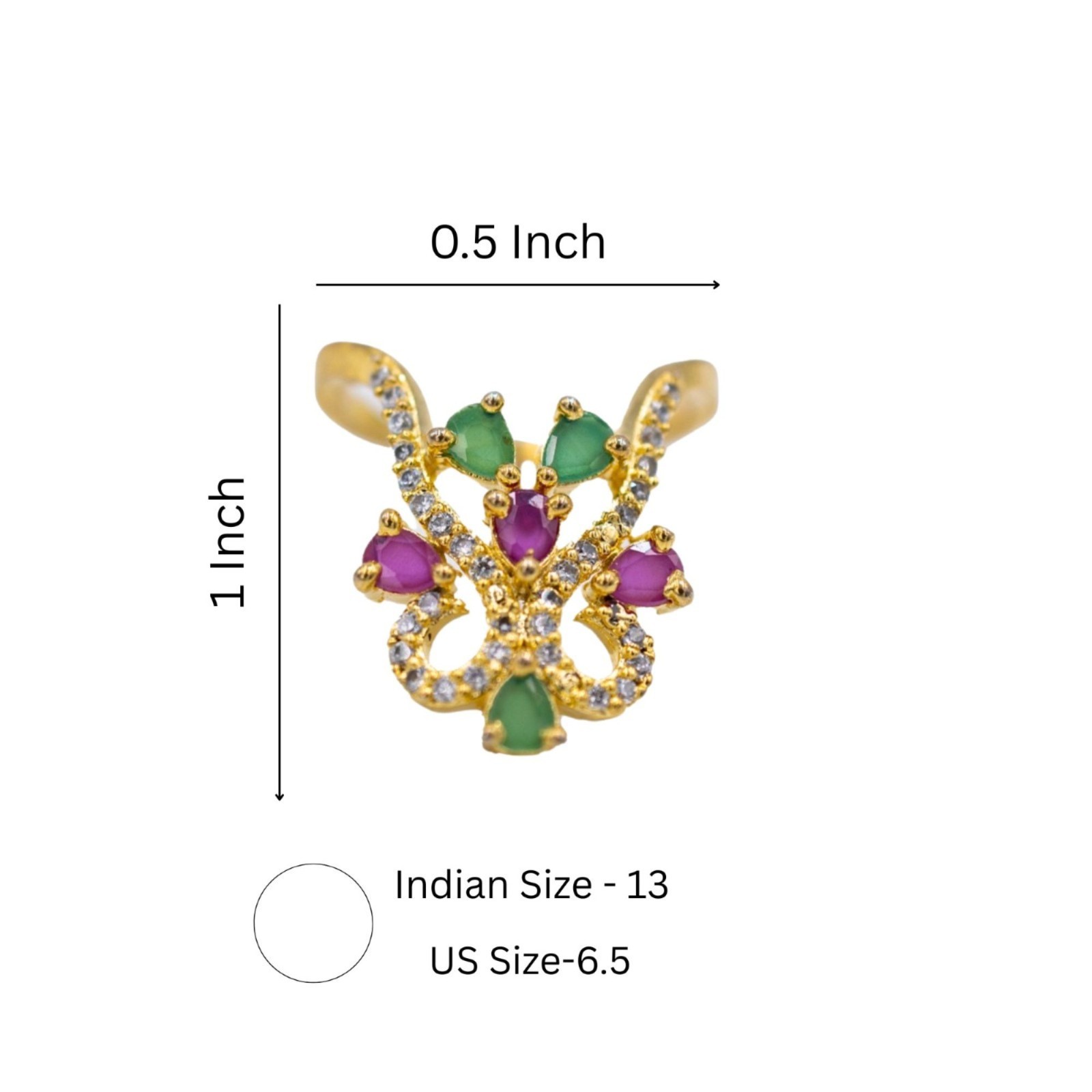 Gold Plated V-Shape Mangalyam Ring: South Indian CZ Wedding Band