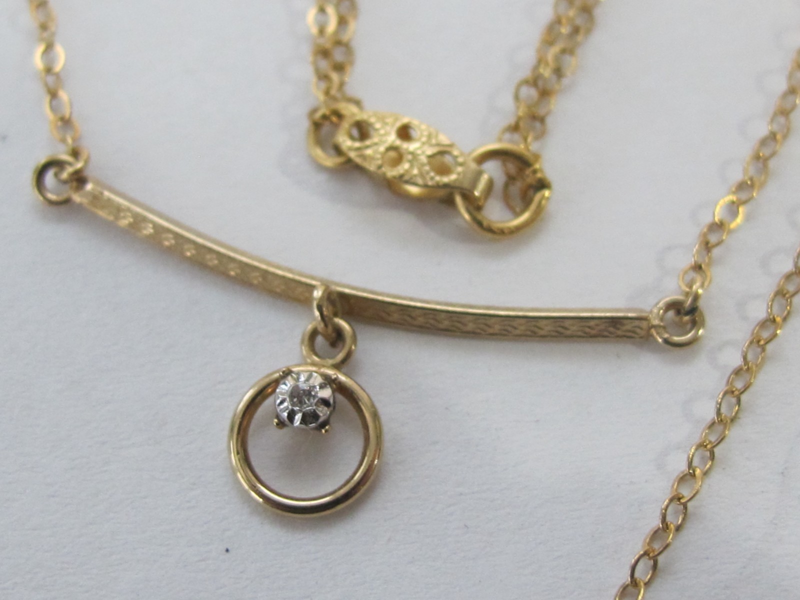 14k Yellow Gold Filled Double Strand Pendant Bar Station 16″ Chain Necklace C4