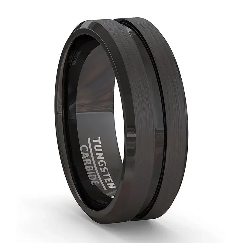 8MM Fashion Band Brushed Wedding Stainless Steel Solid Ring Men Women Gift