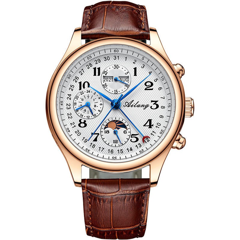AILANG Men Multifunction Perpetual Calendar Luminous Automatic Mechanical Watch