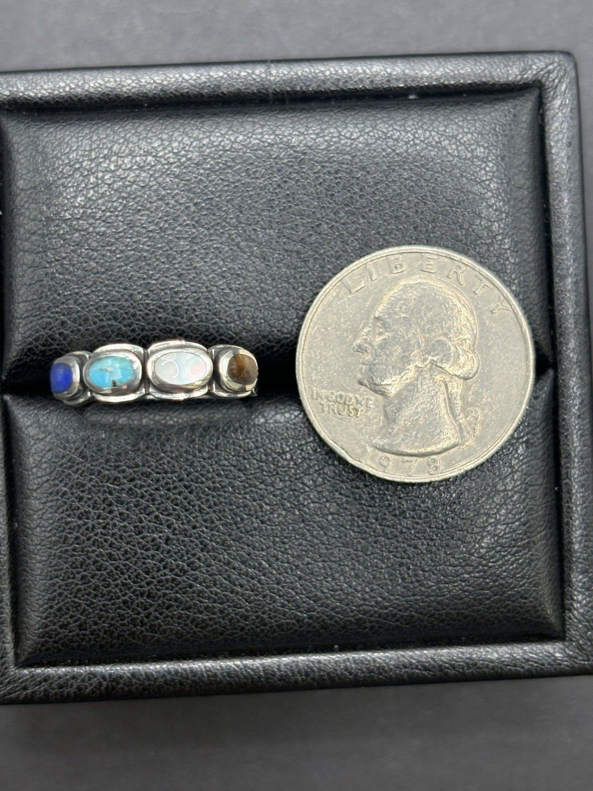 New Condition Sterling Silver Multi Genuine Gemstone Ring Size 7 G6