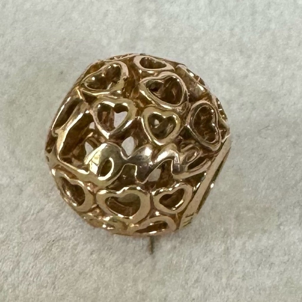 100% Authentic Pandora 14K Solid Gold Glowing with Love Heart Charm
