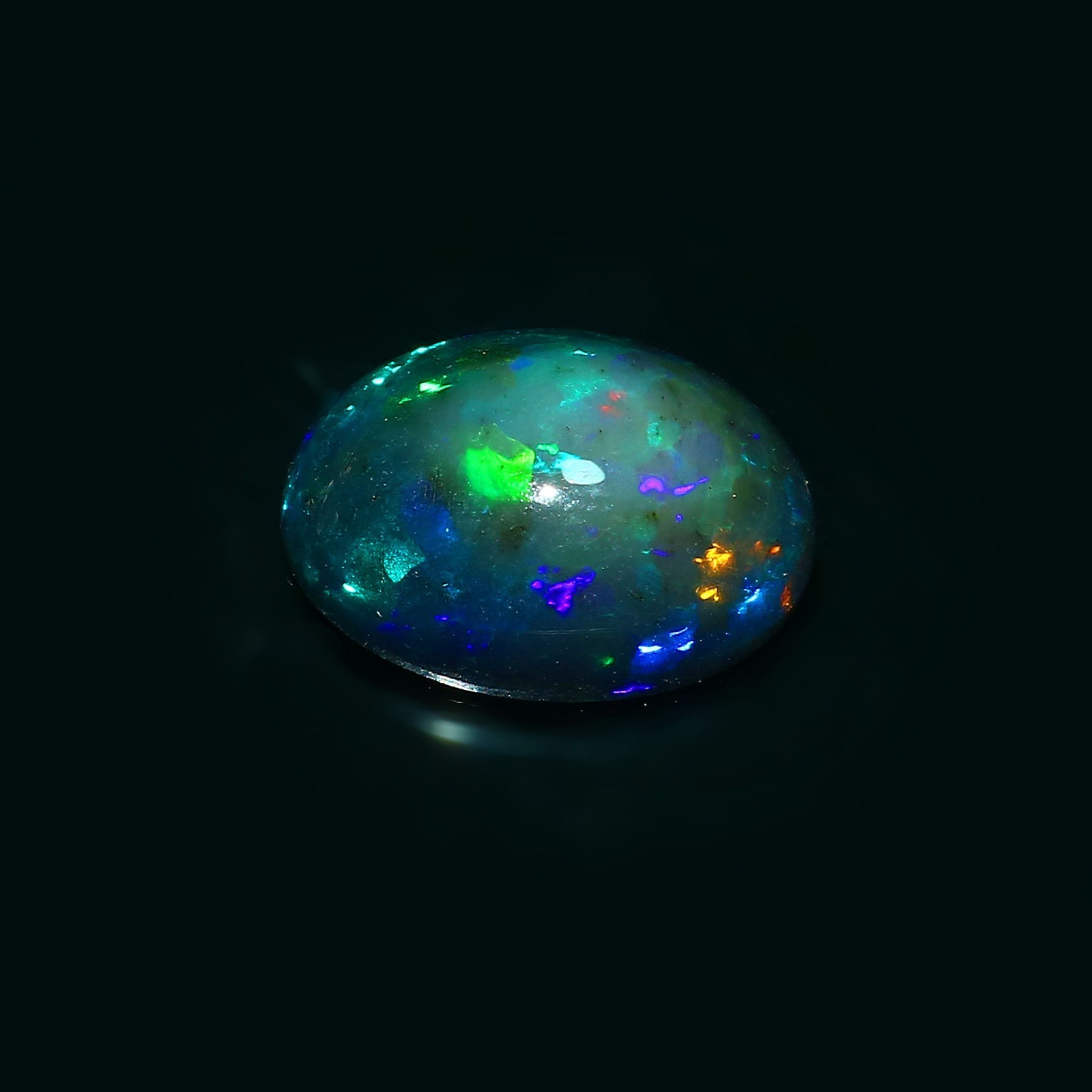AAA Natural Black Opal 4.4 Ct Ethiopia Welo Multi Fire Oval Cabochon C90