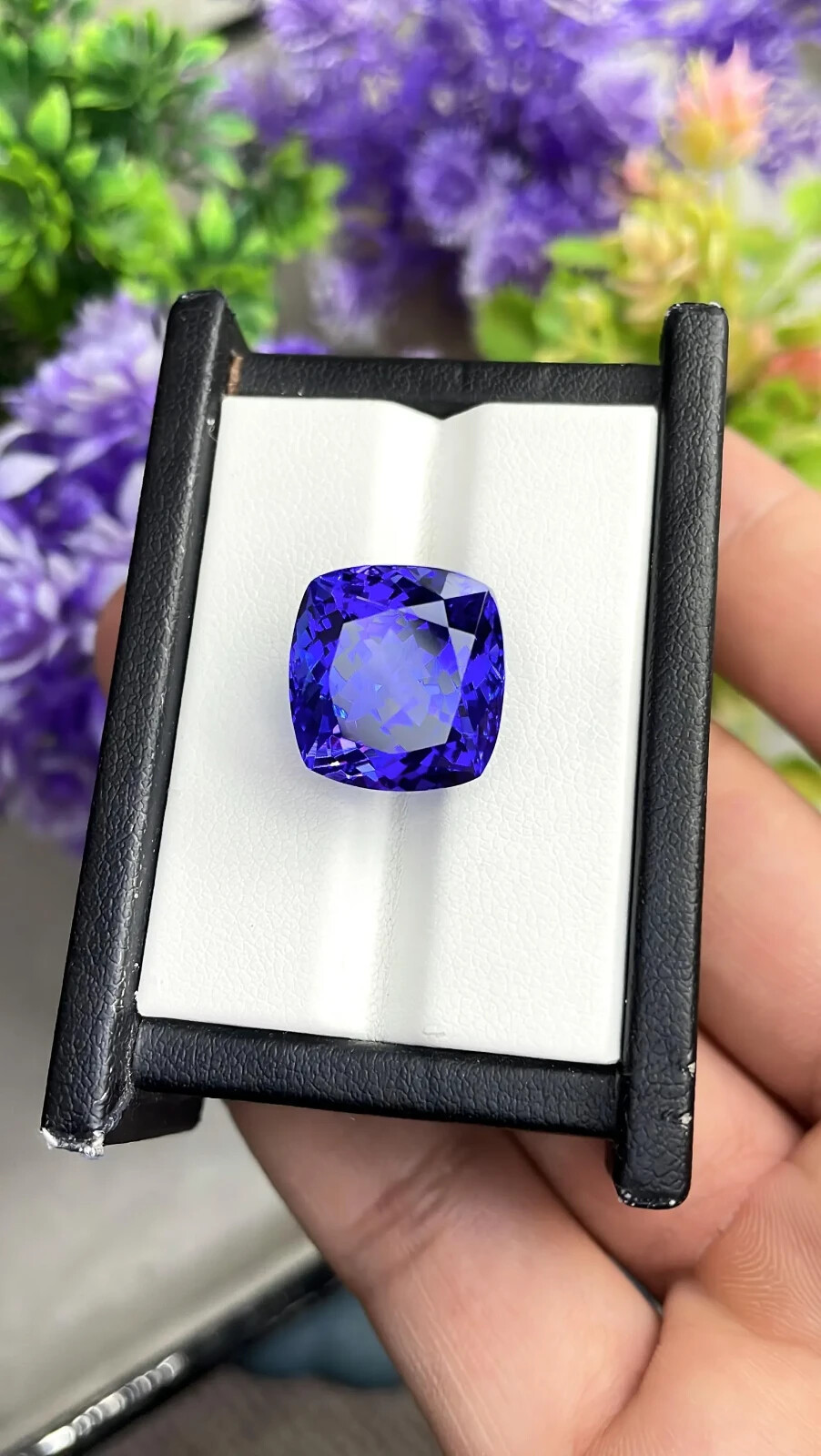 AAA 15.60 Ct+ Rare Natural Blue Tanzanite Certified Loose Cushion Cut Gemstone