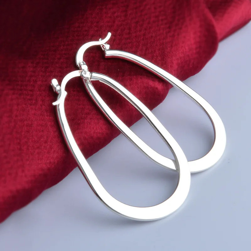 Brand New 925 Sterling Silver Earrings U-Shaped Glossy Simple Earrings, Women’s