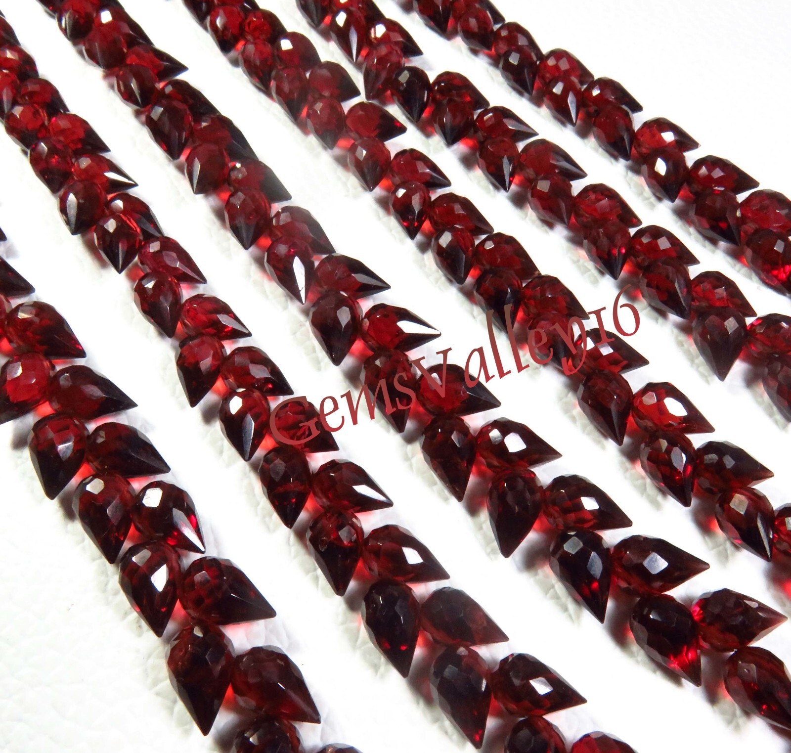 Top Grade Natural Red Mozambique Garnet Faceted Teardrop Beads 7.5-8.5mm GV-2628