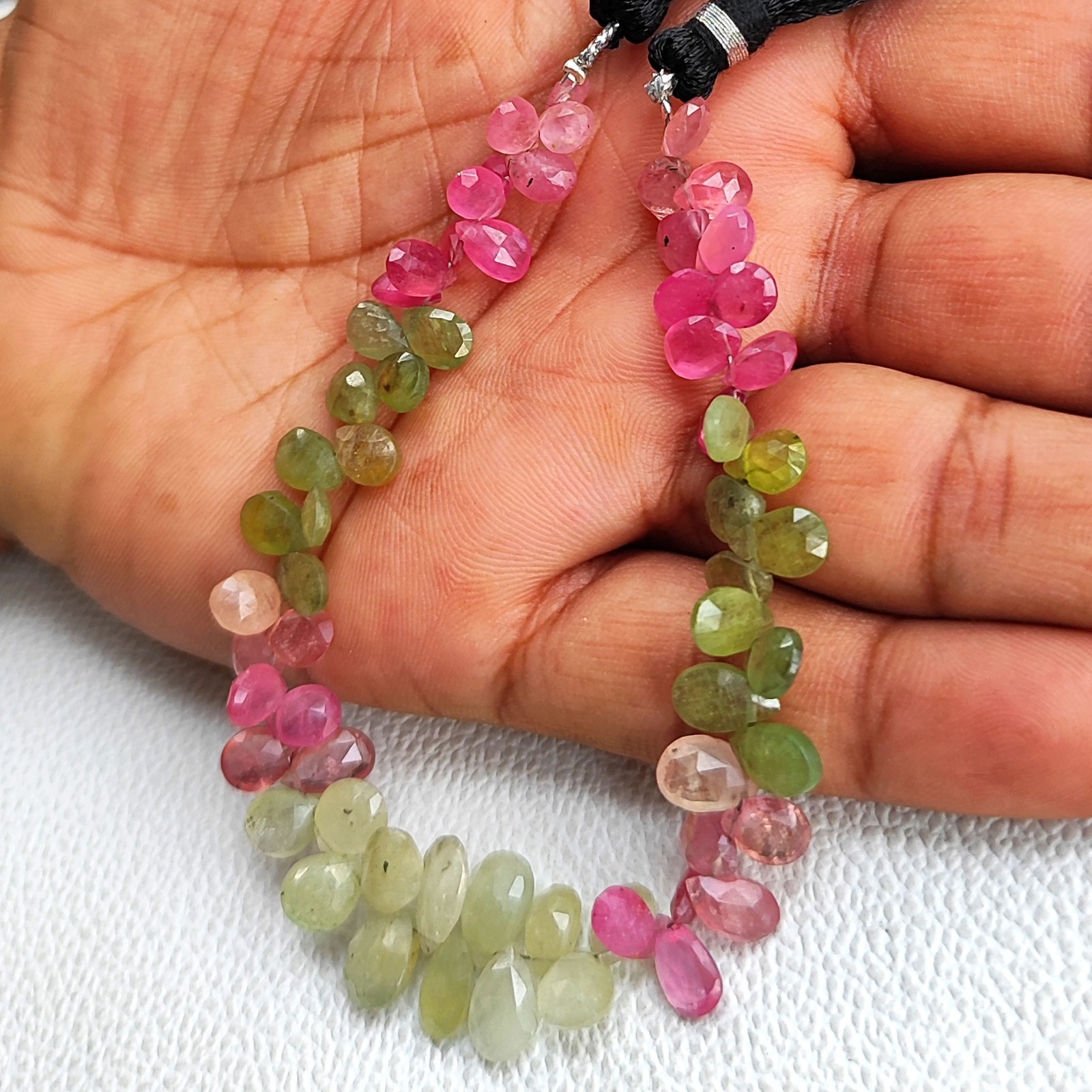 Natural Multicolor Sapphire Pear Faceted Beads 7″ Strand 7×5-10x7mm Sri Lanka