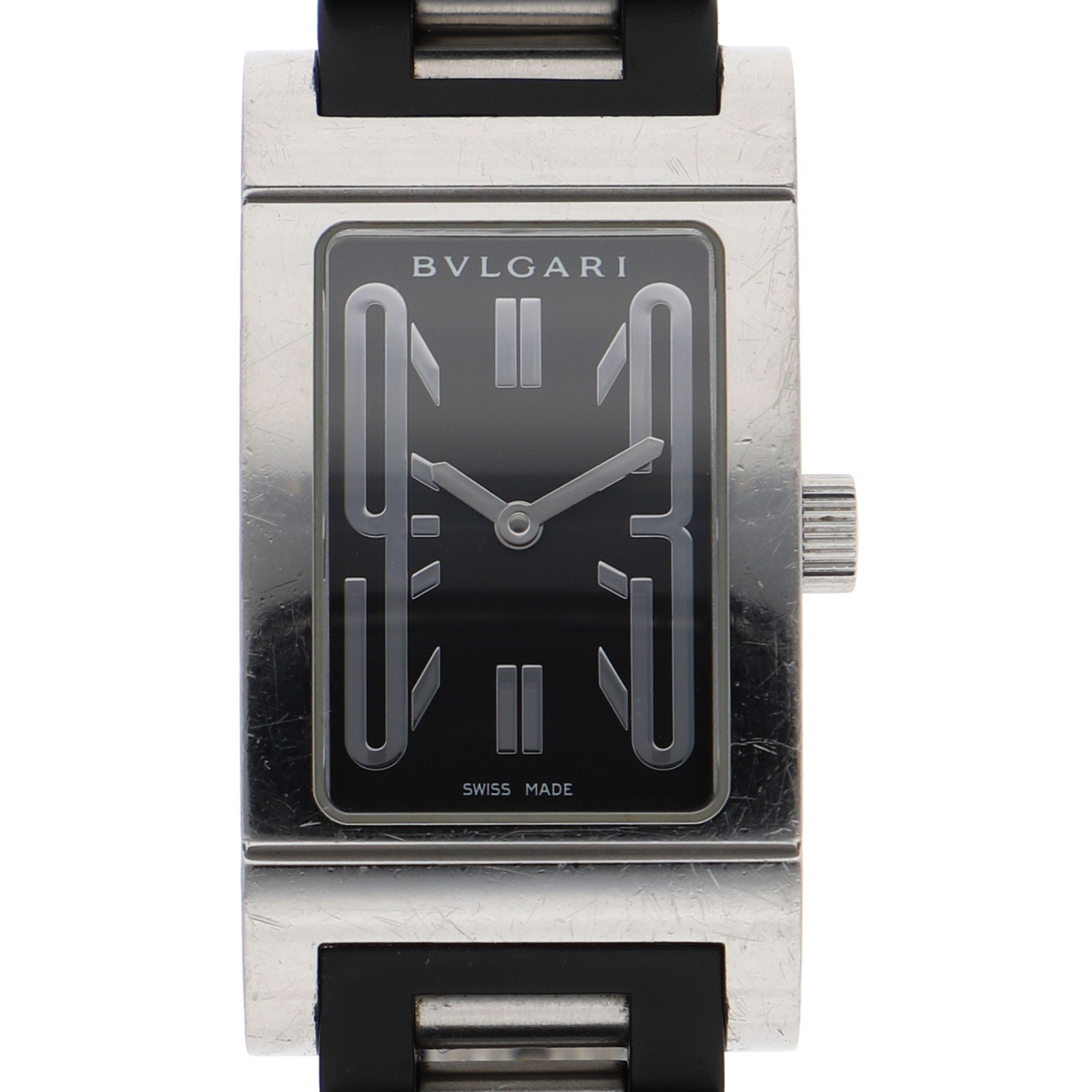 BVLGARI RT39S Rettangolo black Dial Quartz Stainless Steel Rubber Women’s