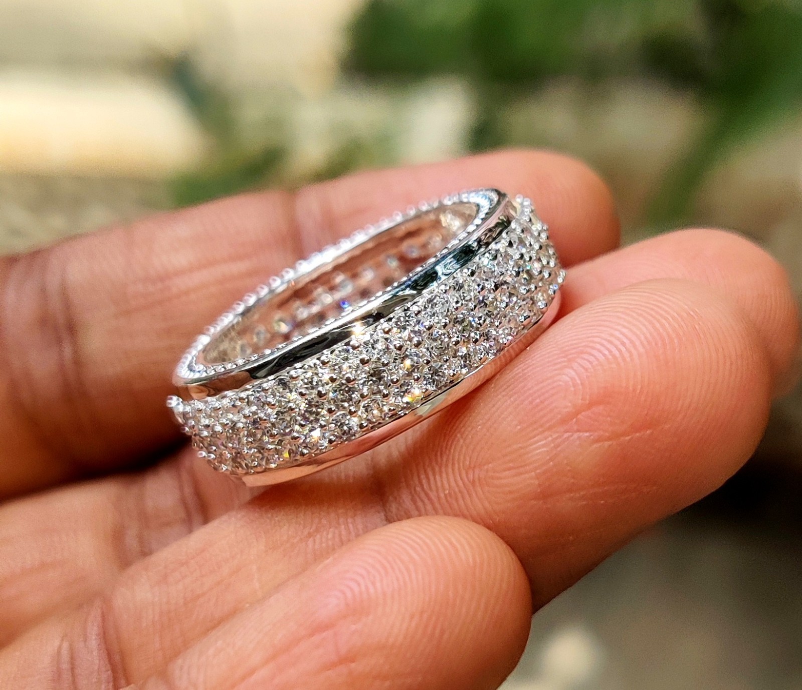 2Ct Round Lab-Created Diamond Cluster Wedding Band Ring 14K White Gold Plated