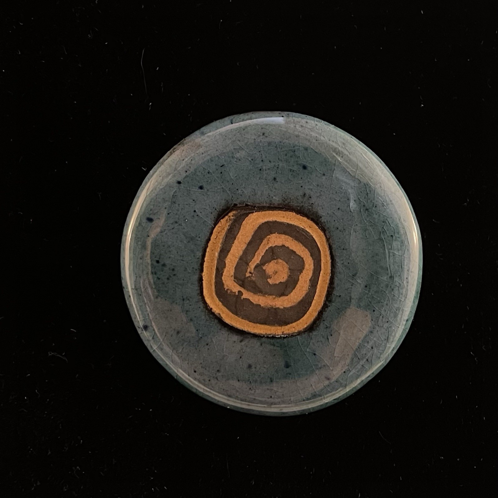 Vintage Danish Pottery FYRBO Brooch Handmade Denmark for Stern’s Blue Signed MCM