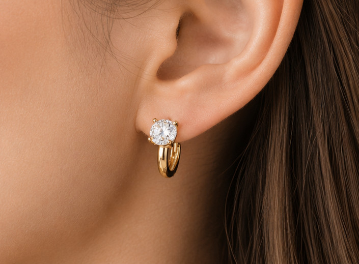 2Ct Moissanite Dangle Hoop Earrings VVS1-D Excellent Cut 14K Yellow Gold Plated