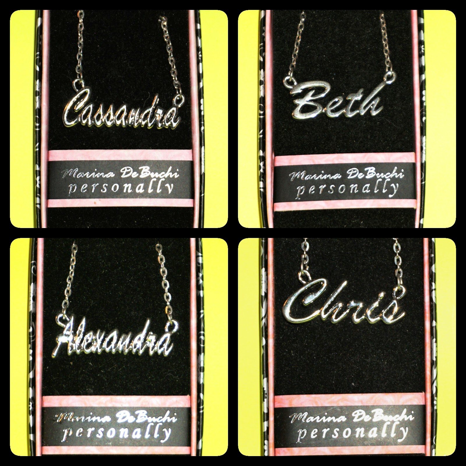 Name Necklace Marina DeBuchi Silver Plated Personalized Choose Name NWT JB