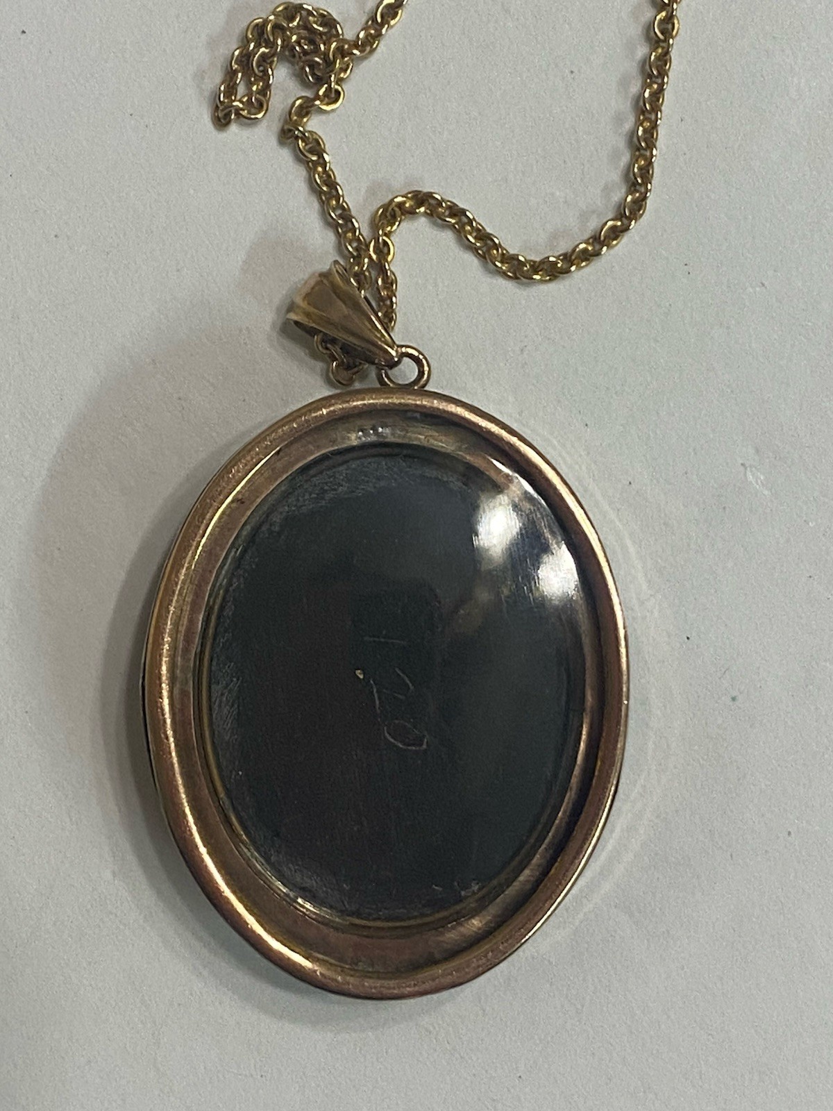 Vintage PIETRA DURA Micro Mosaic Flowers 10k Gold Pendant 18” Chain