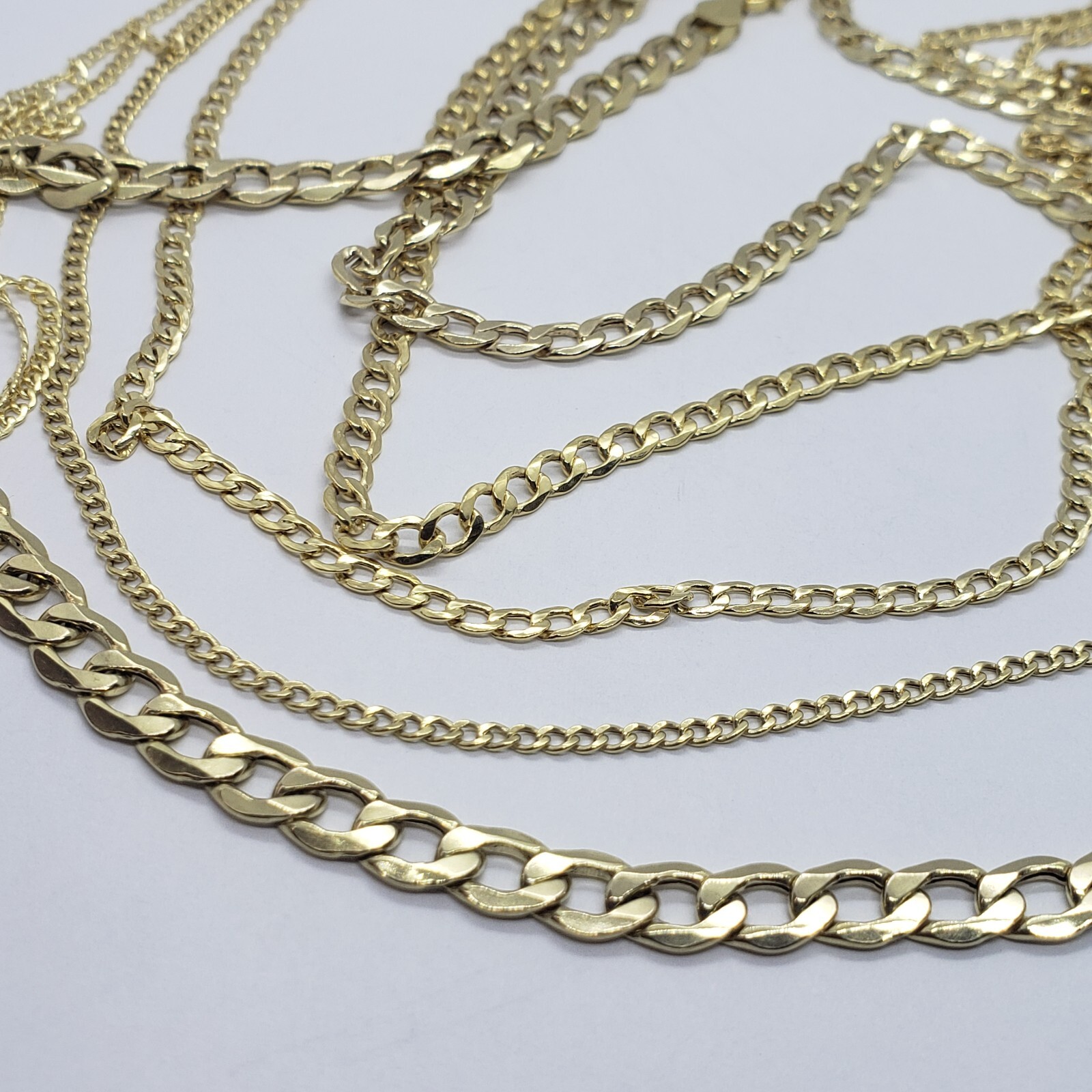 10K Yellow Gold Hollow Cuban Curb Chain Link Necklace Bracelet 2~7mm All Sizes
