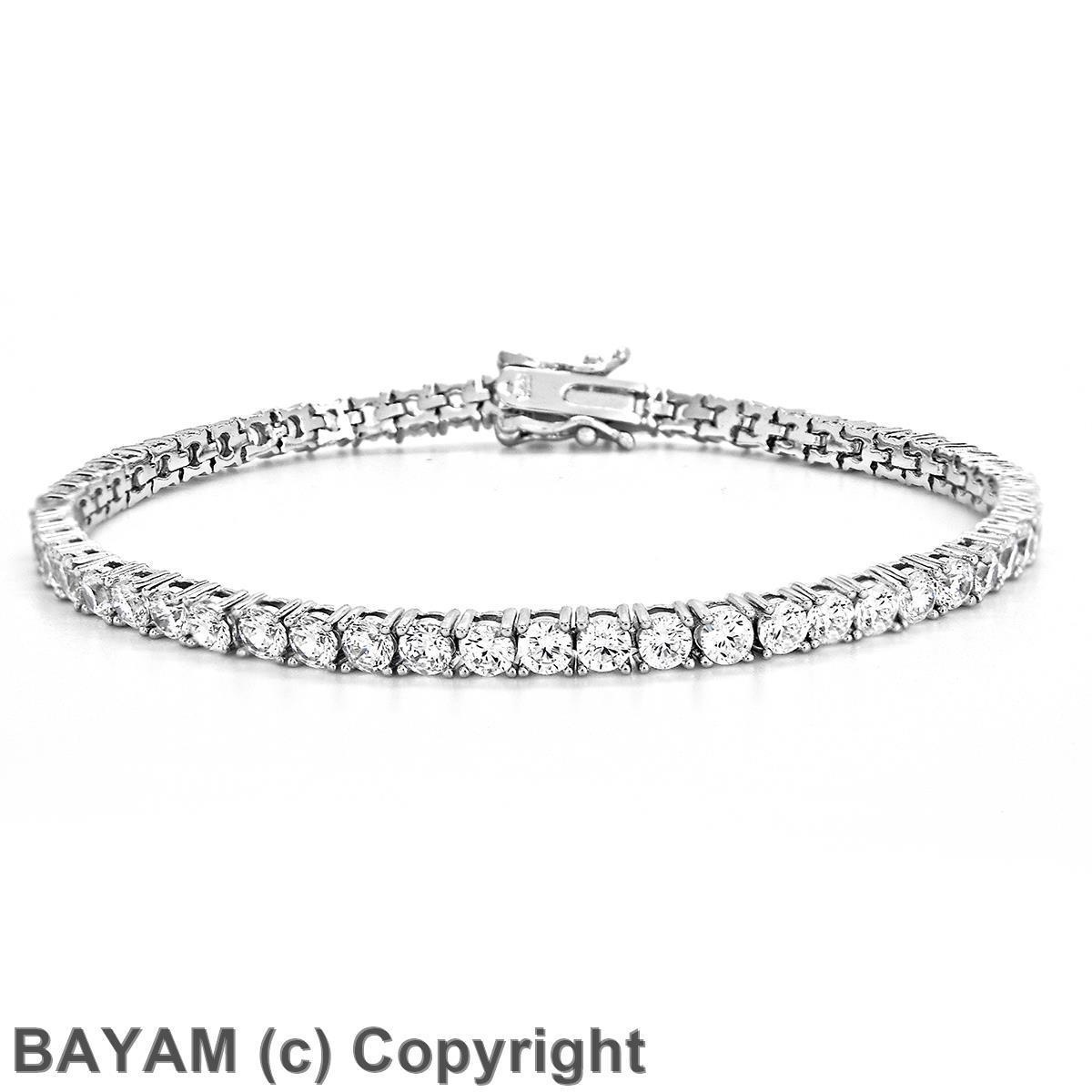 CZ Round Cut Prong Set Tennis Bracelet Sterling Silver 8.4TCW 925