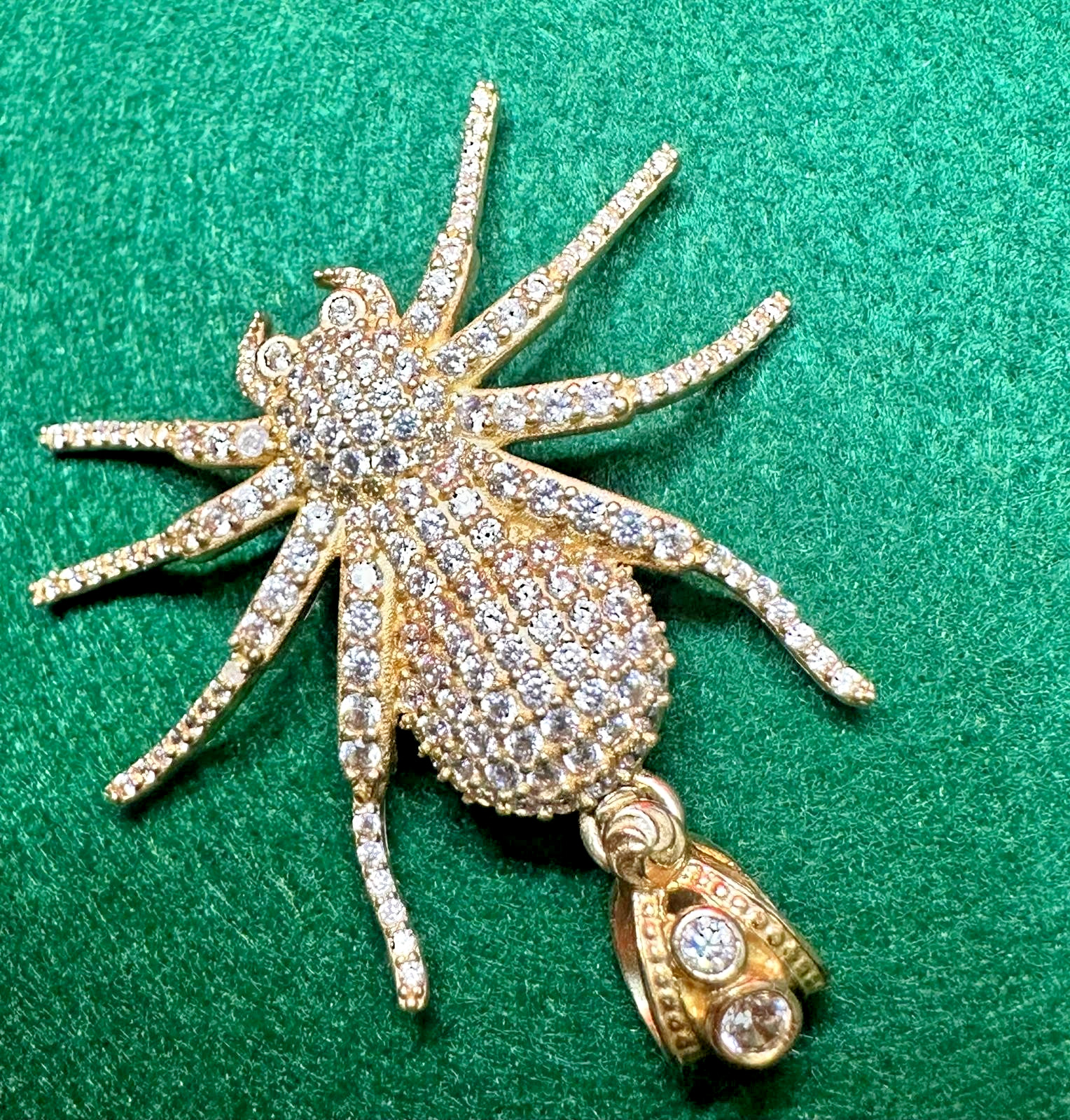 14K Gold Iced-Out Spider Pendant With Cubic zirconia