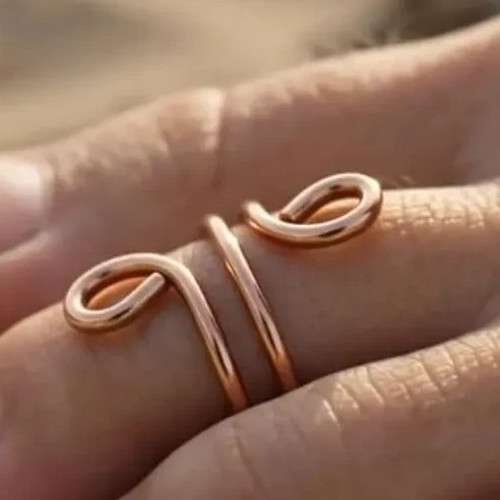Solid Pure Copper Brass Minimalist Healing Toe Ring, Handmade, Unisex, 2 pc