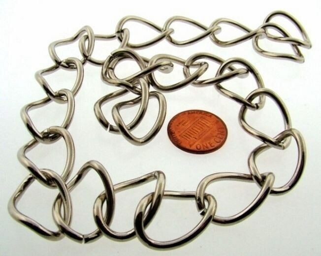 1 VINTAGE SHINY SILVER CURB 16mm CHAIN 18″ SECTION V777