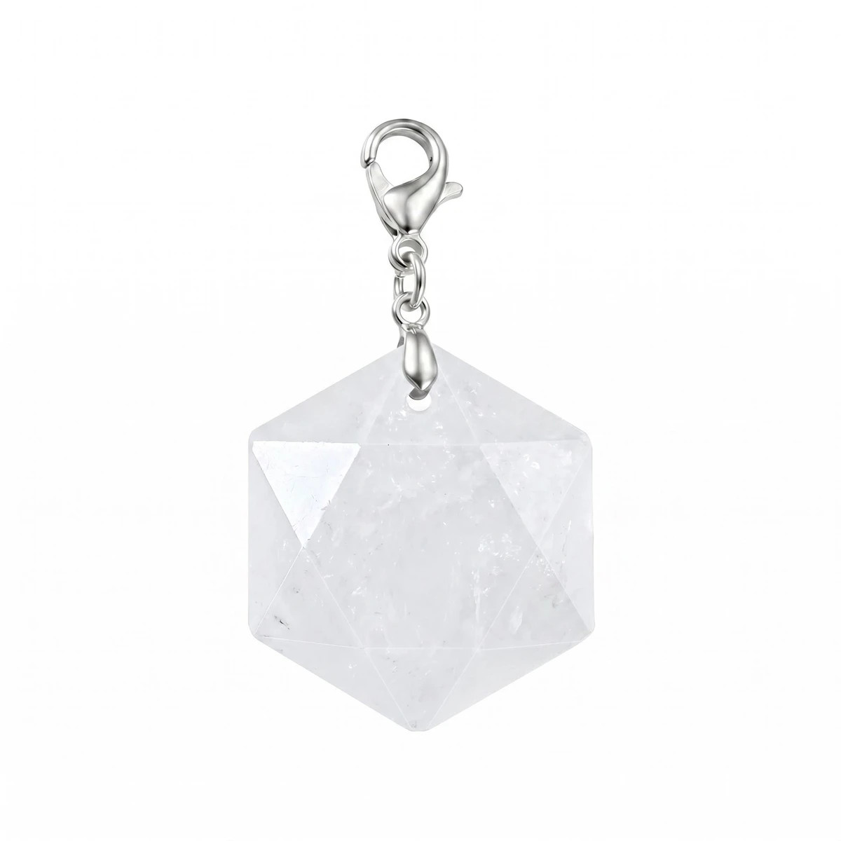 6PCS 22mm Faceted Hexagon Crystal Stone Pendant with Lobster Claw Clasp