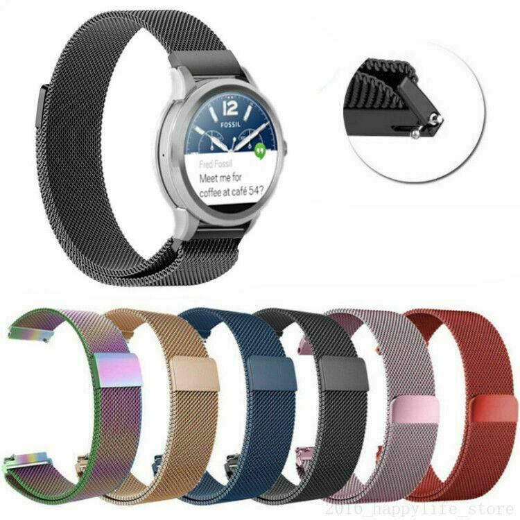 18/20/22mm For Fossil Q Smart Watch Band Strap Magnetic Milanese Loop Bracelet