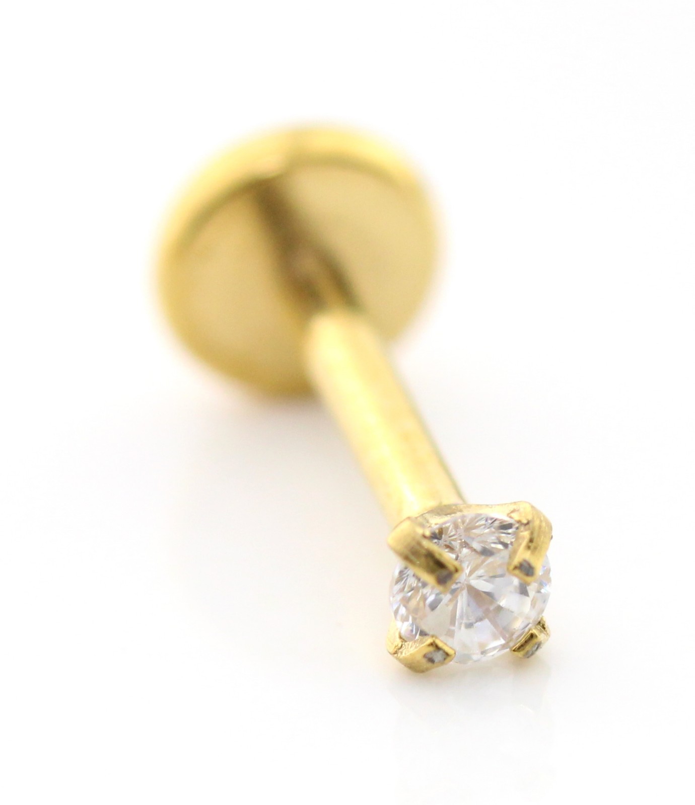 Gold PVD Threadless Flat Back Stud Earring-Cartilage Nose Ring-Tragus Piercing