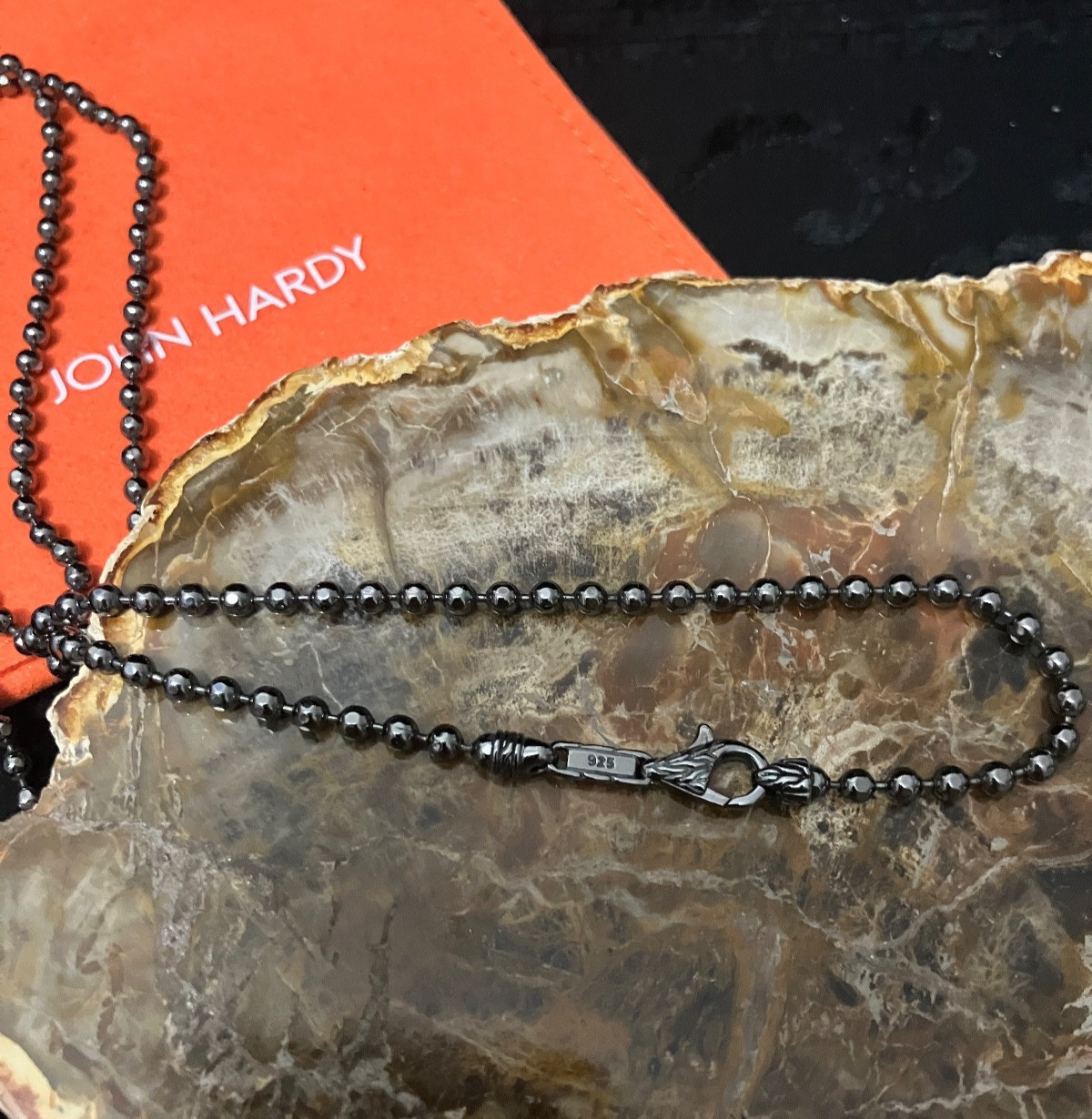 💕John Hardy 3mm Ball Chain Necklace Sterling Silver w/ Black Rhodium 26″ NWOT