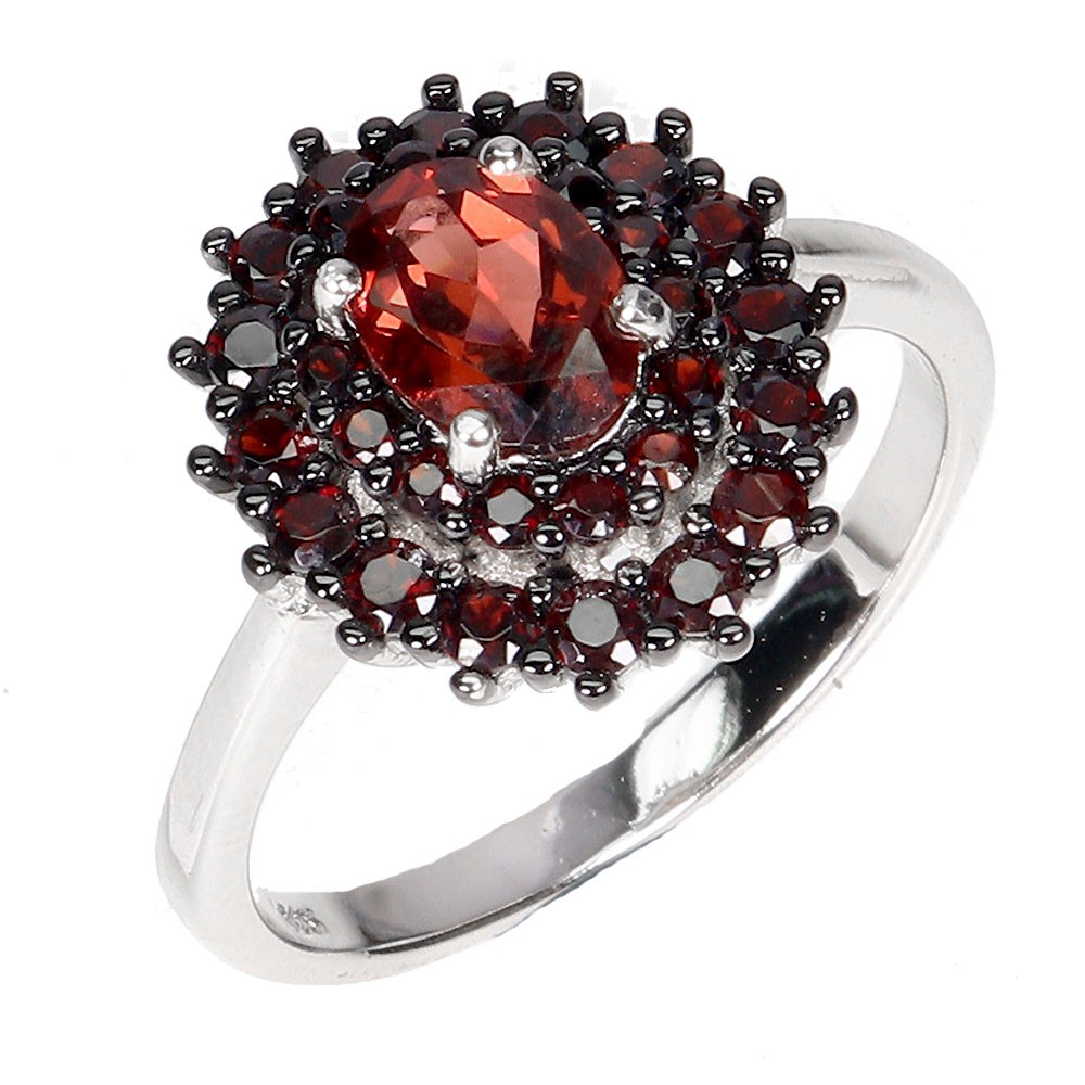 925 Sterling Silver Ring Oval Mozambique Garnet 7x5mm Natural Gemstone Jewelry 8