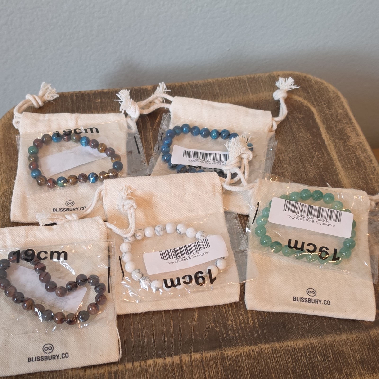 BLISSBURY Beaded Stone Stretch Bracelets Mixed Lot 5pc Multicolor 19cm