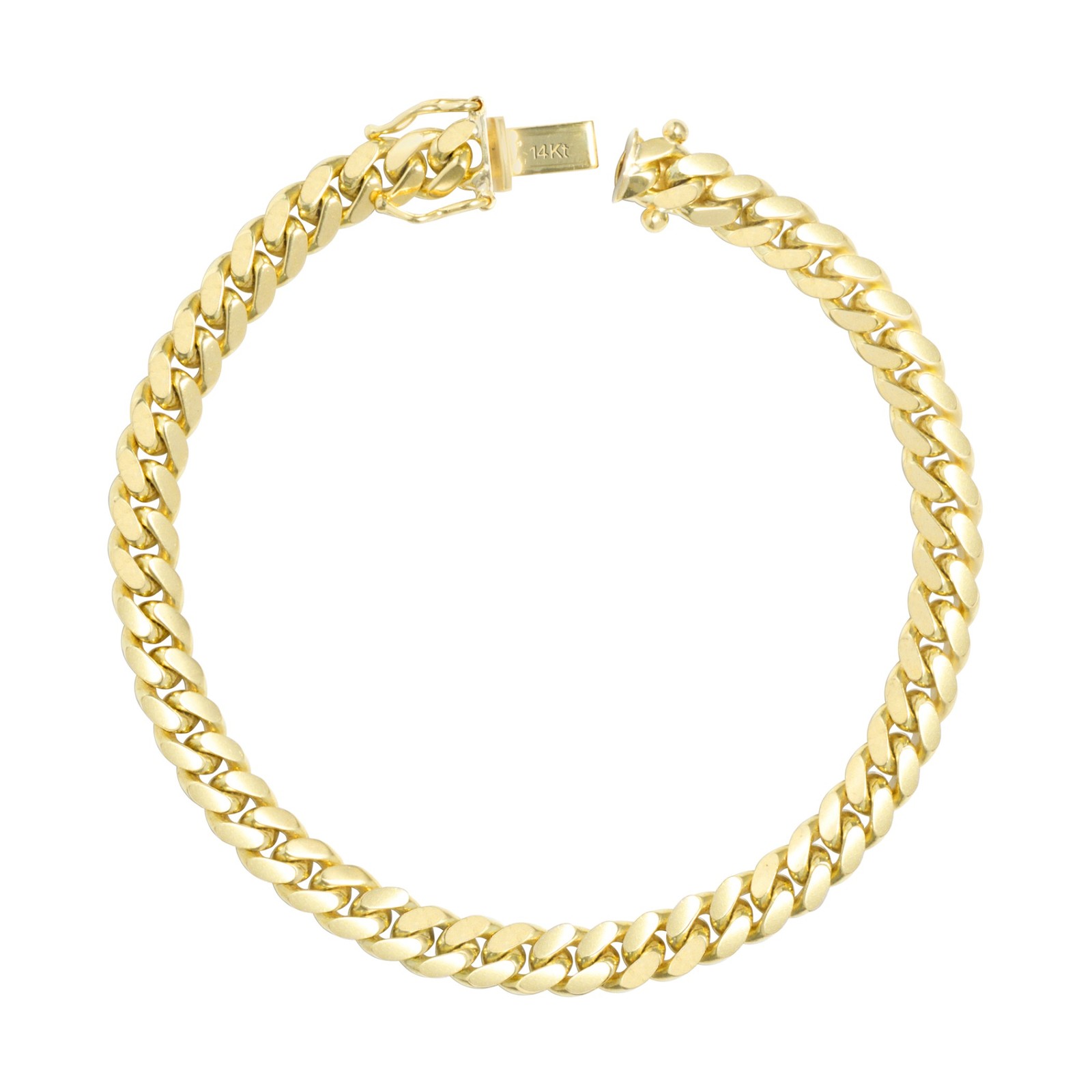 14K Yellow Gold Solid 6mm Miami Cuban Link Chain Bracelet Men 7″ 7.5″ 8″ 8.5″ 9″