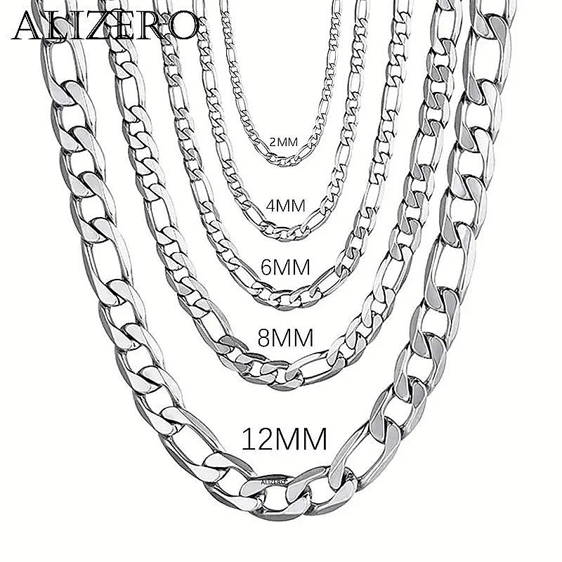 Men’s Figaro Chain Necklace – Sterling Silver Plated – Italy Inspired