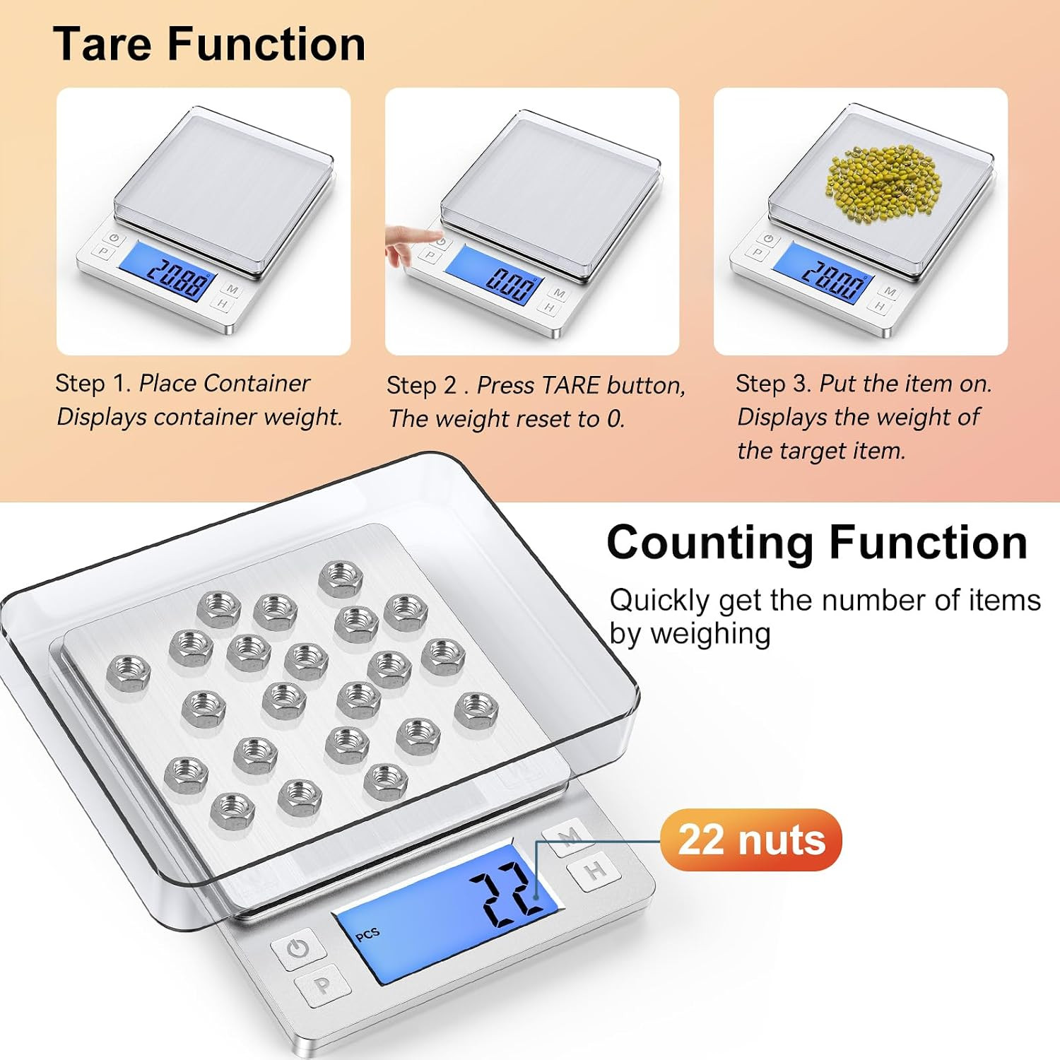 0.01G Small Digital Gram Scale, USB Rechargeable, Upgraded 1Kg Jewelry Scale wit