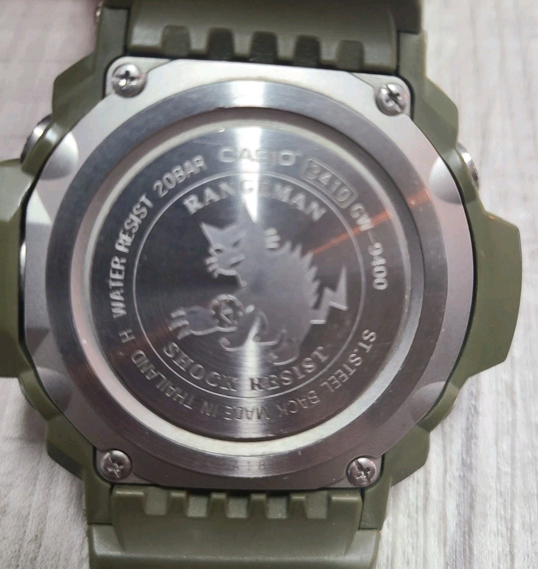Casio G-shock Master of G Rangeman Green w/Negative Digital Display: GW9400