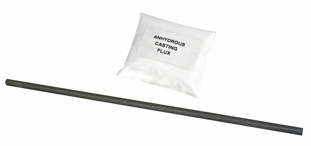 Graphite Stir Rod and Anhydrous Flux Gold Silver Metal Casting Refining Set