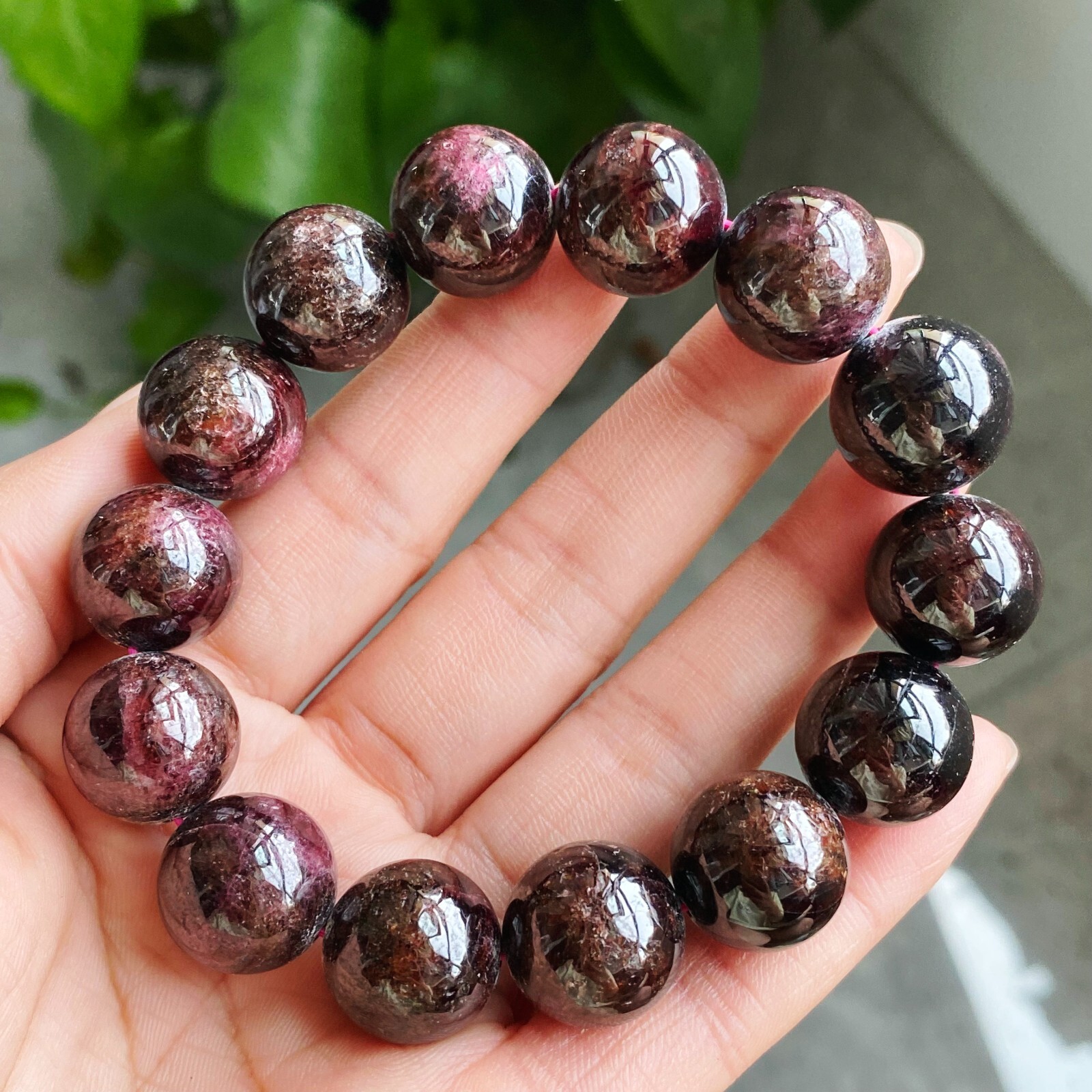 15.2mm Natural Red Garnet Crystal Beads Bracelet AAAA 1765