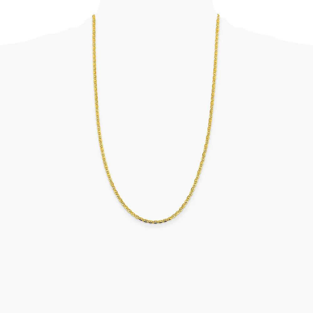 14K Tri-Color 2.75mm Tri-Color Gold Pavé Valentino Chain Necklace 16″-26″