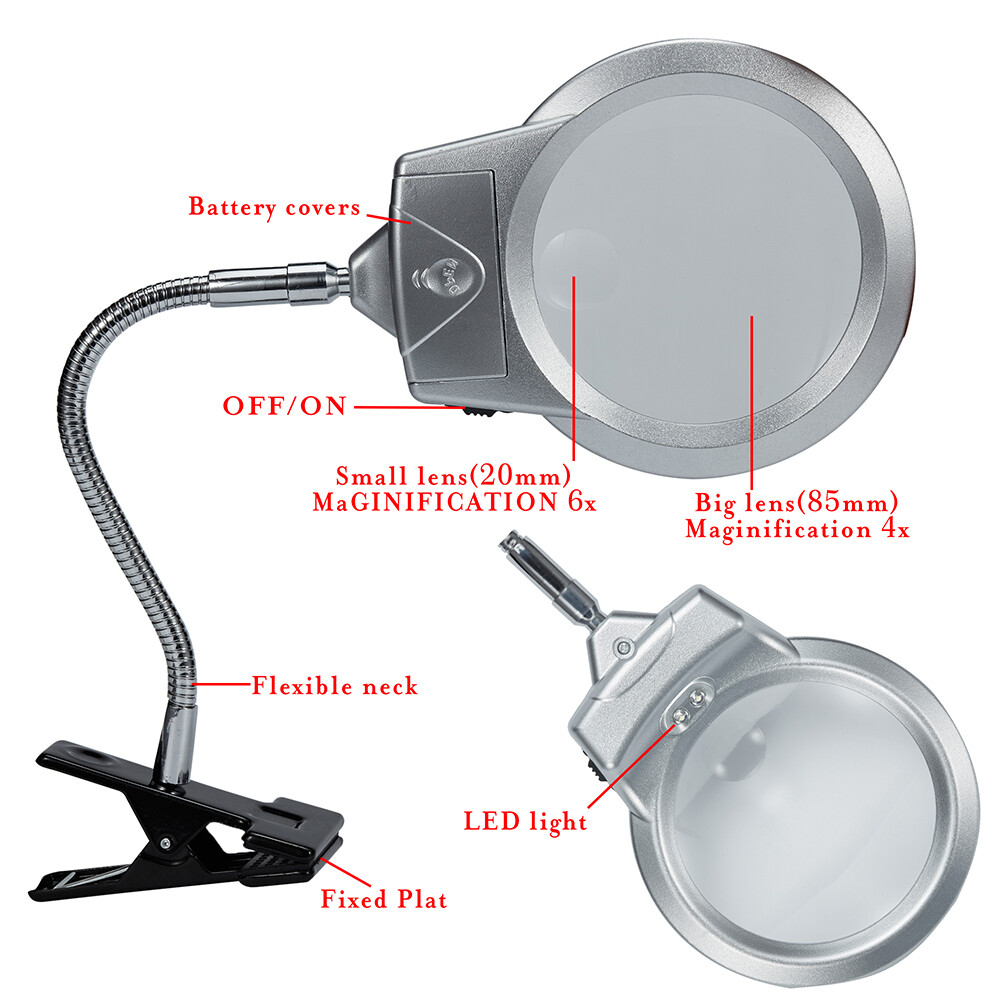 Desk Table Clamp Mount Top Magnifier LED Light Magnifying Diamond Painting Tool