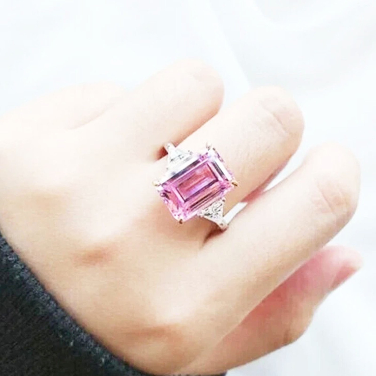 5.50 Ct Emerald Cut Lab-Created Diamond Engagement Ring 14K White Gold Over