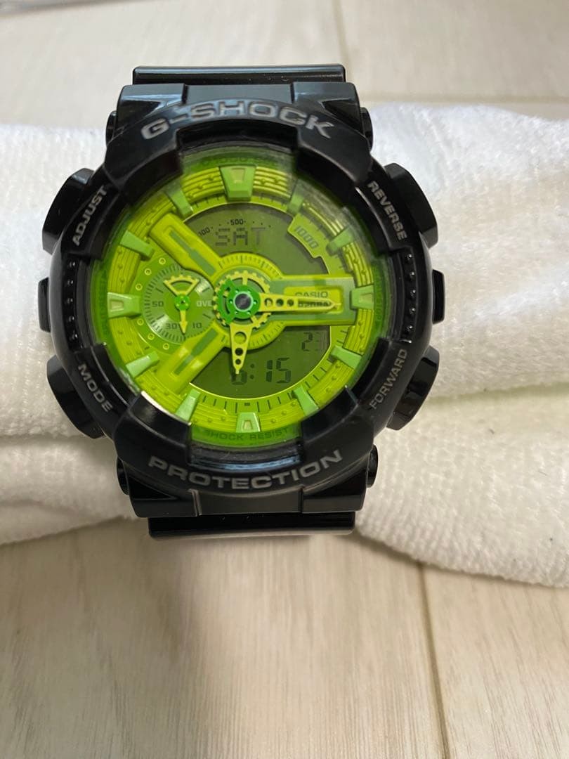 [Excellent Condition] G-SHOCK Watch, Black x Lime Green, GA-110