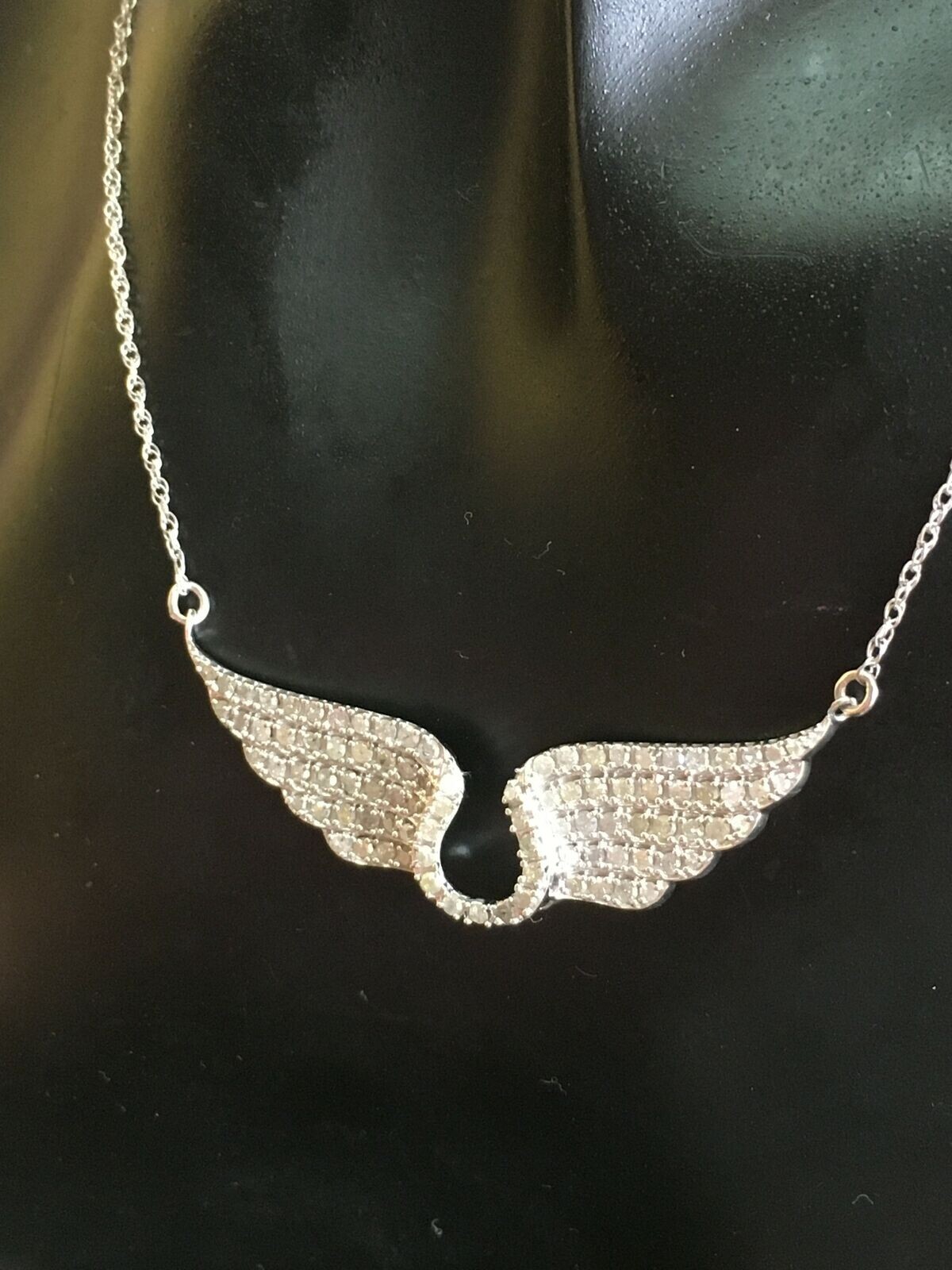 1.23Ct Round Diamond Angel Wing Pendant Necklace 14K white Gold Over