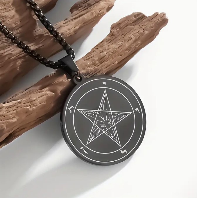 Sigil of Baphomet Inverted Pentagram Pendant Necklace Satan Goat Devil Lucifer
