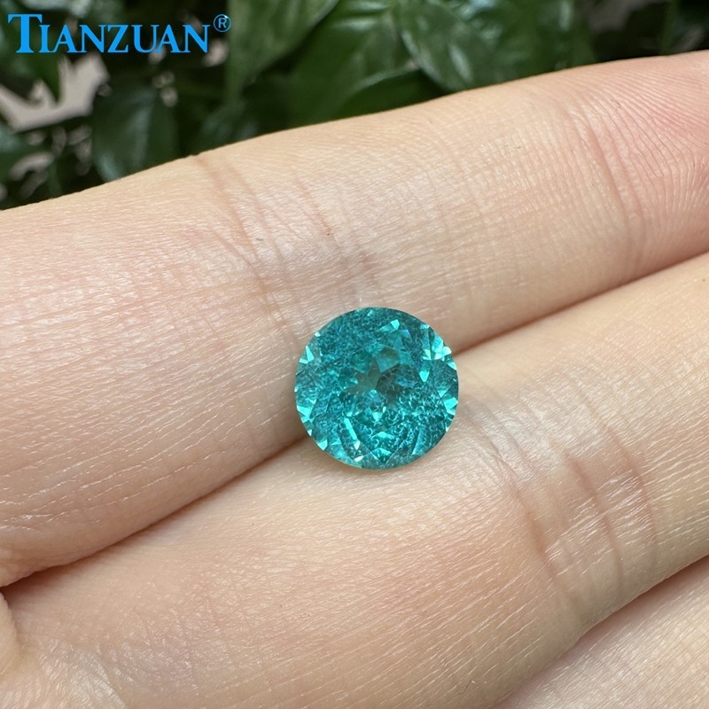 Synthetic YAG Round Shape Neon Paraiba Color with inclusions loose Gemstones